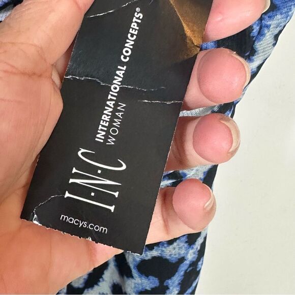 INC International Concepts Blue and Black Patterned Dress - Picture 5 of 10